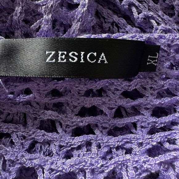 Crotchet Flare Sleeve Purple Knit Top Sweater - Picture 6 of 6